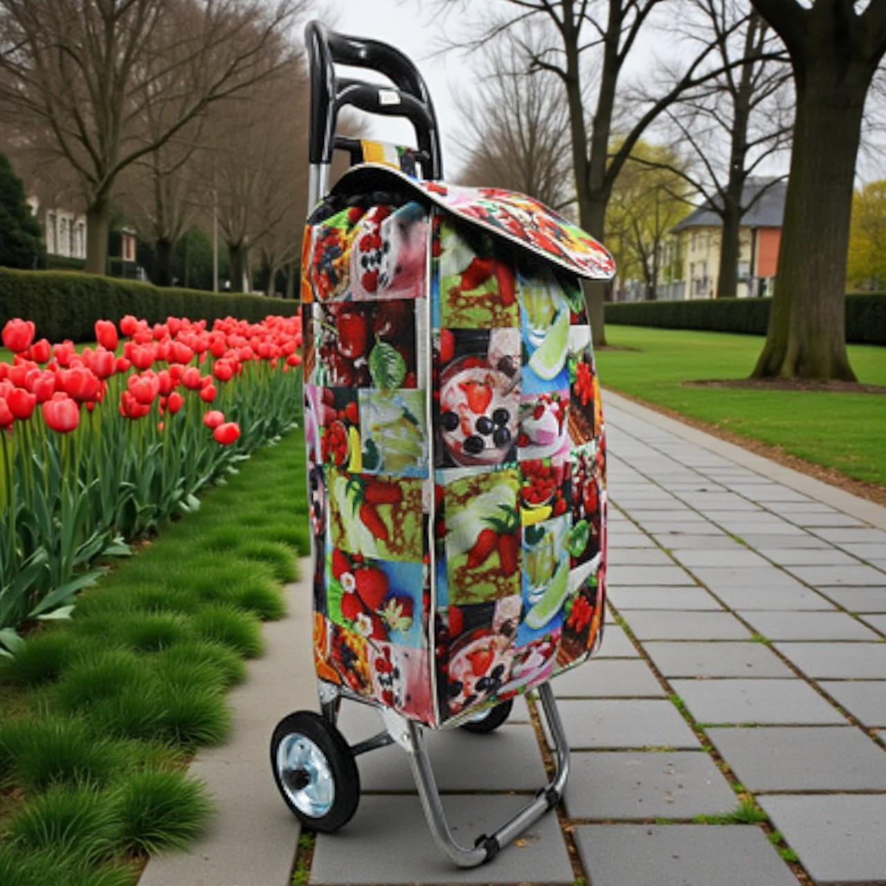 Сумка господарська-візок на гумових колесах на металі, тачка кравчучка, фото 1