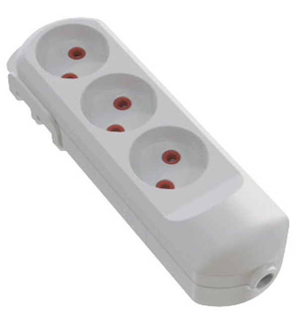 Колодка для подовжувача 3 гнізда з заземленням біла Neomax NX501300, фото 1