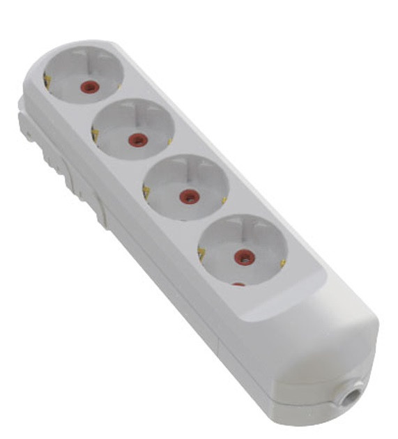 Колодка для подовжувача 4 гнізда з заземленням біла Neomax NX501400, фото 1