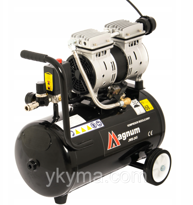 Компресор безмасляний 2-х поршневий MAGNUM (24 л, 550 Вт, 8 бар, 110 л/хв), фото 1