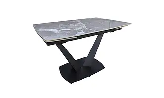 Стіл САЙМОН сірий глянець 1200/1800×800×750 чорні ноги