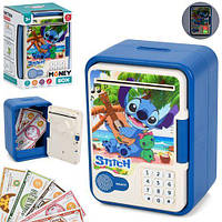 Копилка сейф із купюроприймачем Стіч, Електронна скарбничка-сейф для грошей, Дитячі сейфи,