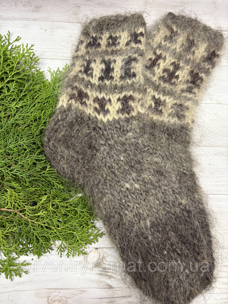 Гуцульські шкарпетки з овечої шерсті розмір 43-46 вовняні шкарпетки ручної роботи, фото 1