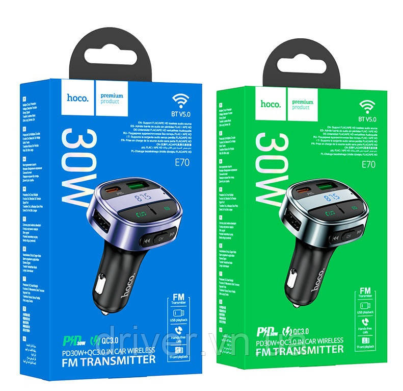 Модулятор Bluetooth "E70" "HOCO" QC3.0 PD30W, фото 1