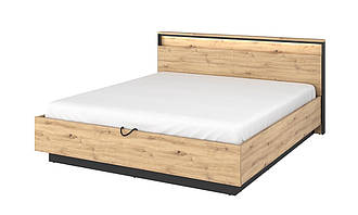 Ліжко 1,8 Квант з підйомним механізмом дуб артизан/чорний з підсвіткою