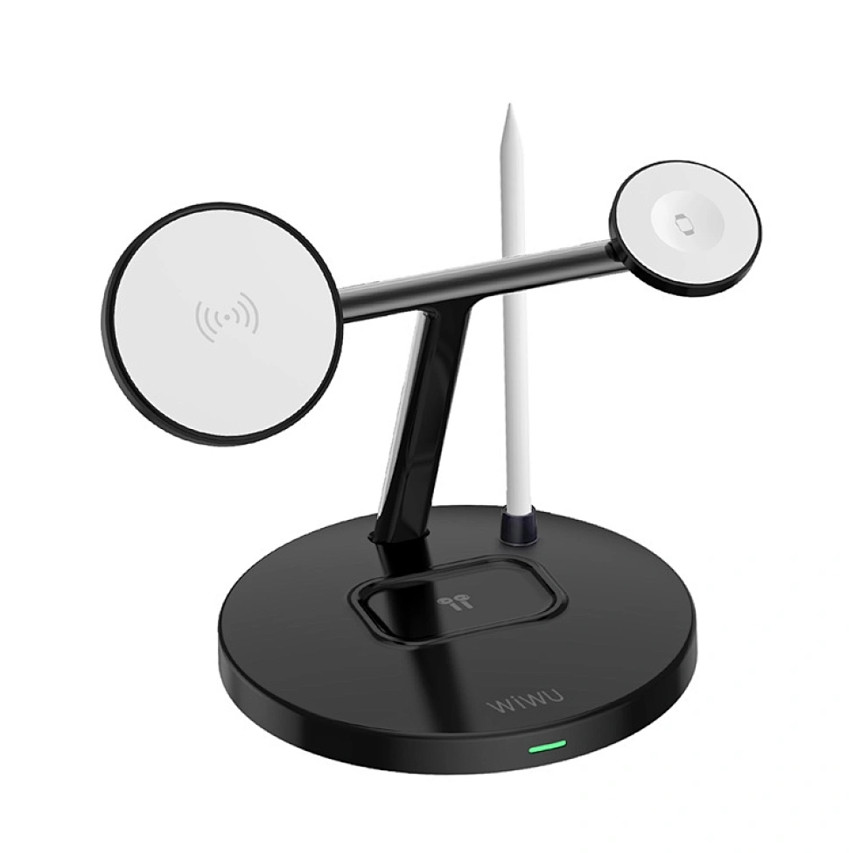 БЗУ WIWU Wi-W032 Magnetic Cableless Charger 4in1 Чорний, фото 1