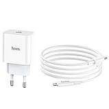 МЗП Hoco C76A Plus Speed source PD20W charger set Type-C to Lightning ( EU ) Білий, фото 3
