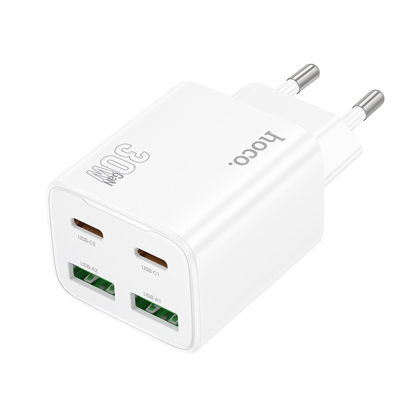 МЗП Hoco N56 Fundador four-port PD30W(2C2A) charger(EU) Білий, фото 1