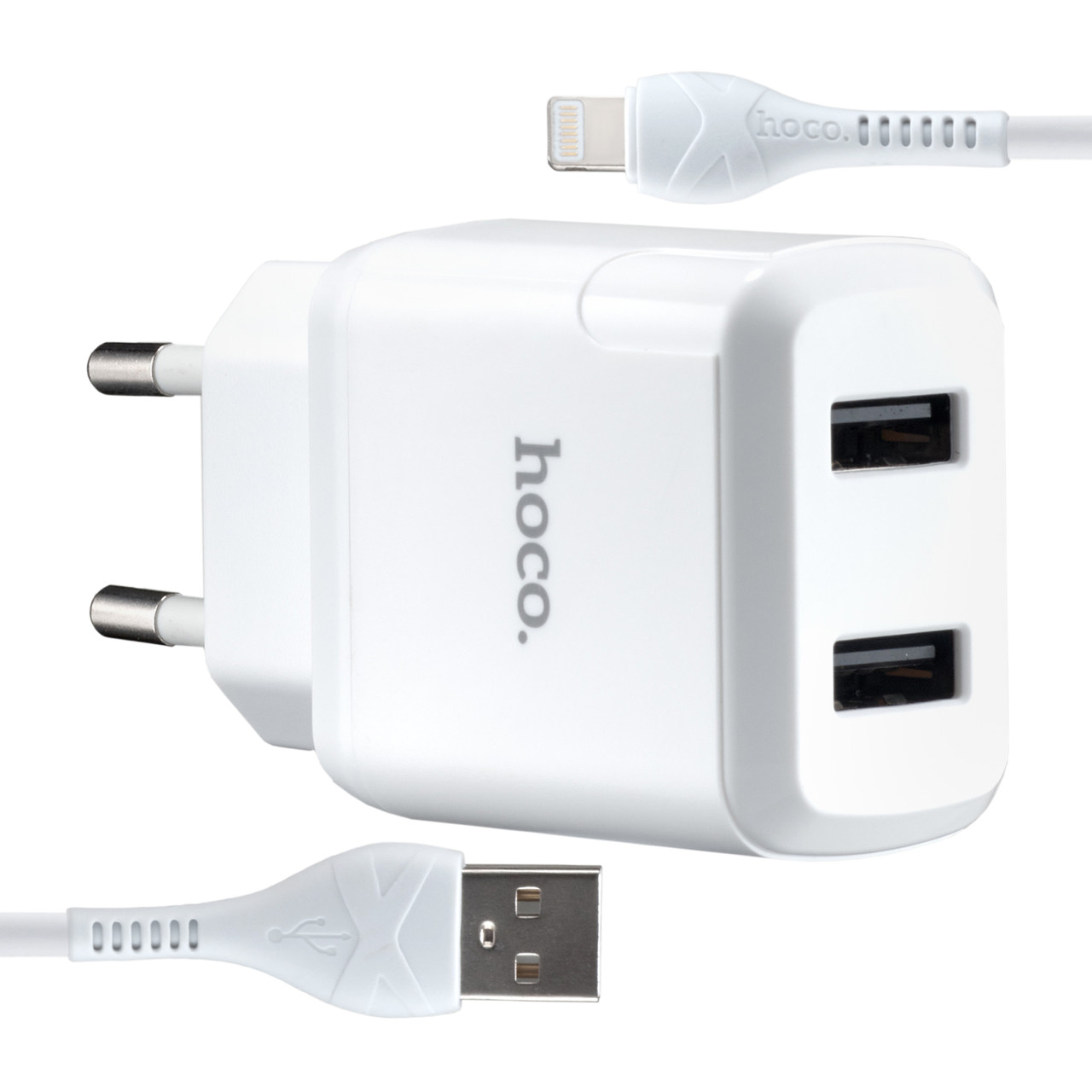 МЗП Hoco N7 Speedy dual port charger set Lightning ( EU ) Білий, фото 1
