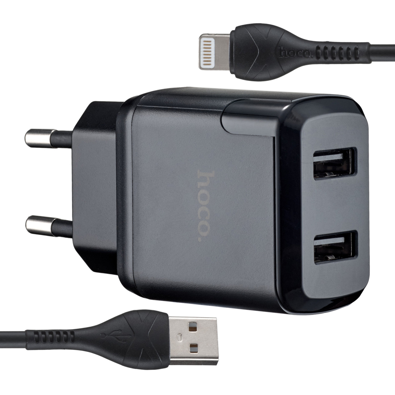 МЗП Hoco N7 Speedy dual port charger set Micro ( EU ) Чорний, фото 1