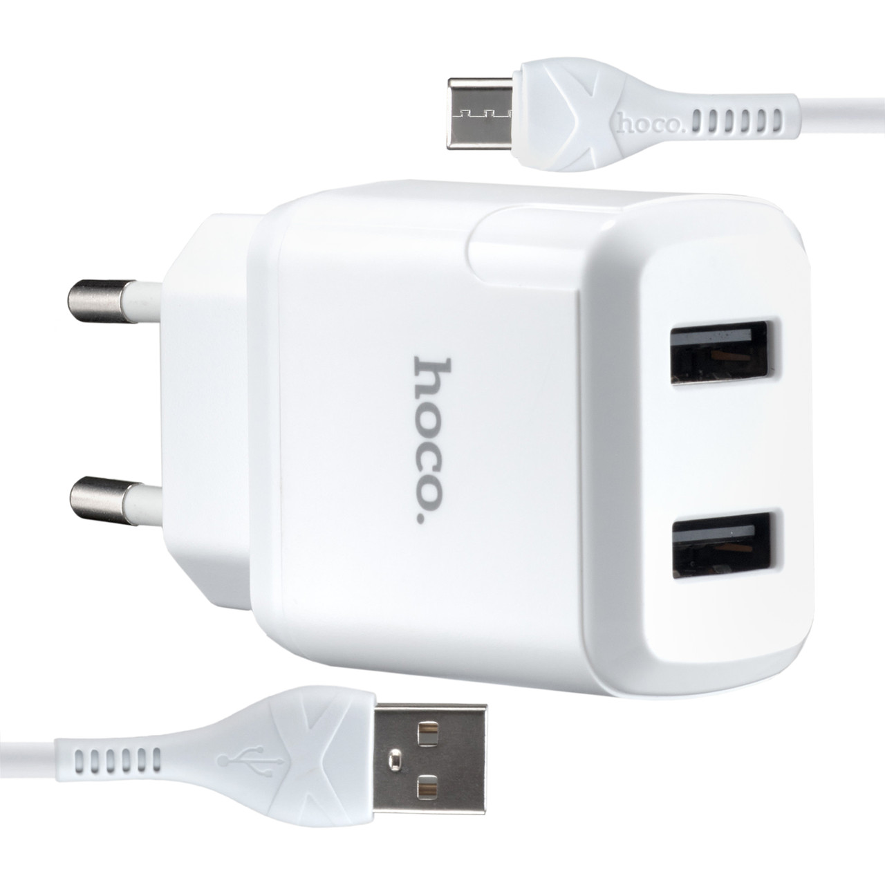 МЗП Hoco N7 Speedy dual port charger set Micro ( EU ) Білий, фото 1