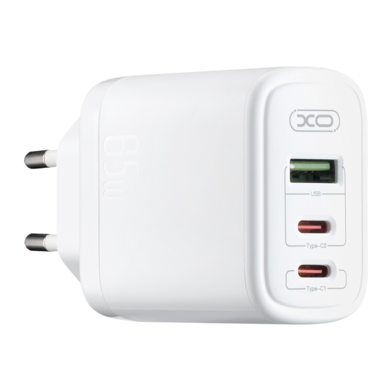 МЗП XO CE04 ( EU ) 65W Fast Charger ( TYPE-C PD65W / USB-A QC45W ) CE Білий, фото 1