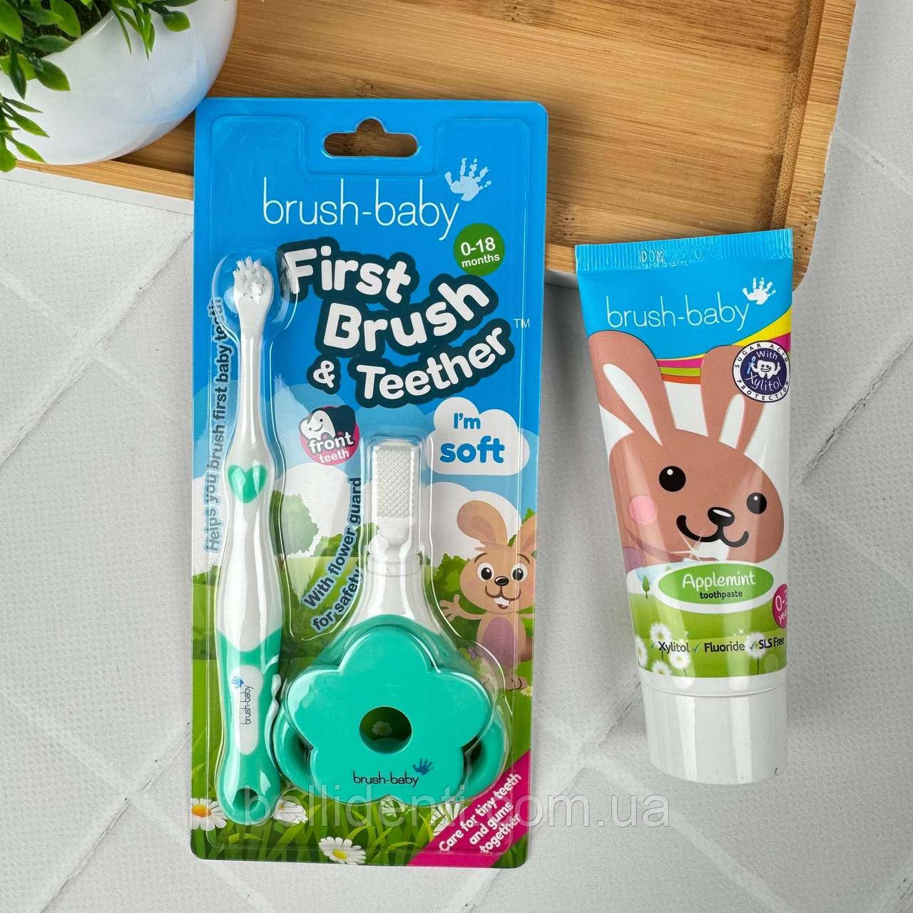 Набір для новонароджених Brush-Baby FirstBrush (від 0 до 18 місяців), паста 50 мл