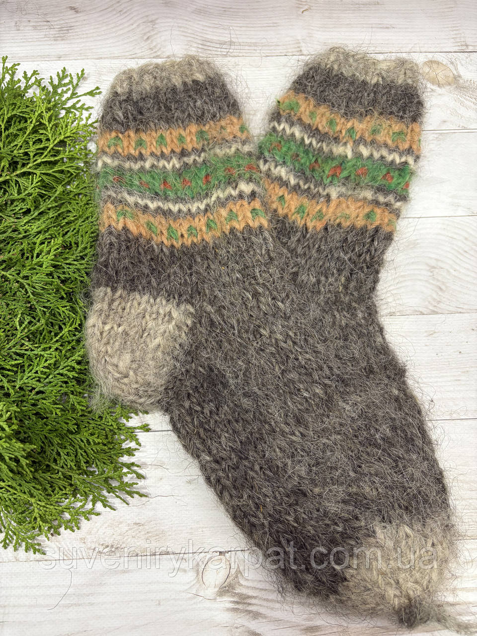 Гуцульські шкарпетки з овечої шерсті розмір 42-44 вовняні шкарпетки ручної роботи, фото 1