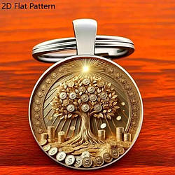 Брелок сріблястий з зображенням дерева багатства символ на гроші 2.5 см+3 см AurumLux303