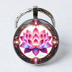 Брелок сріблястий у вигляді яскравого фіолетового лотоса OrnatusDivinus573