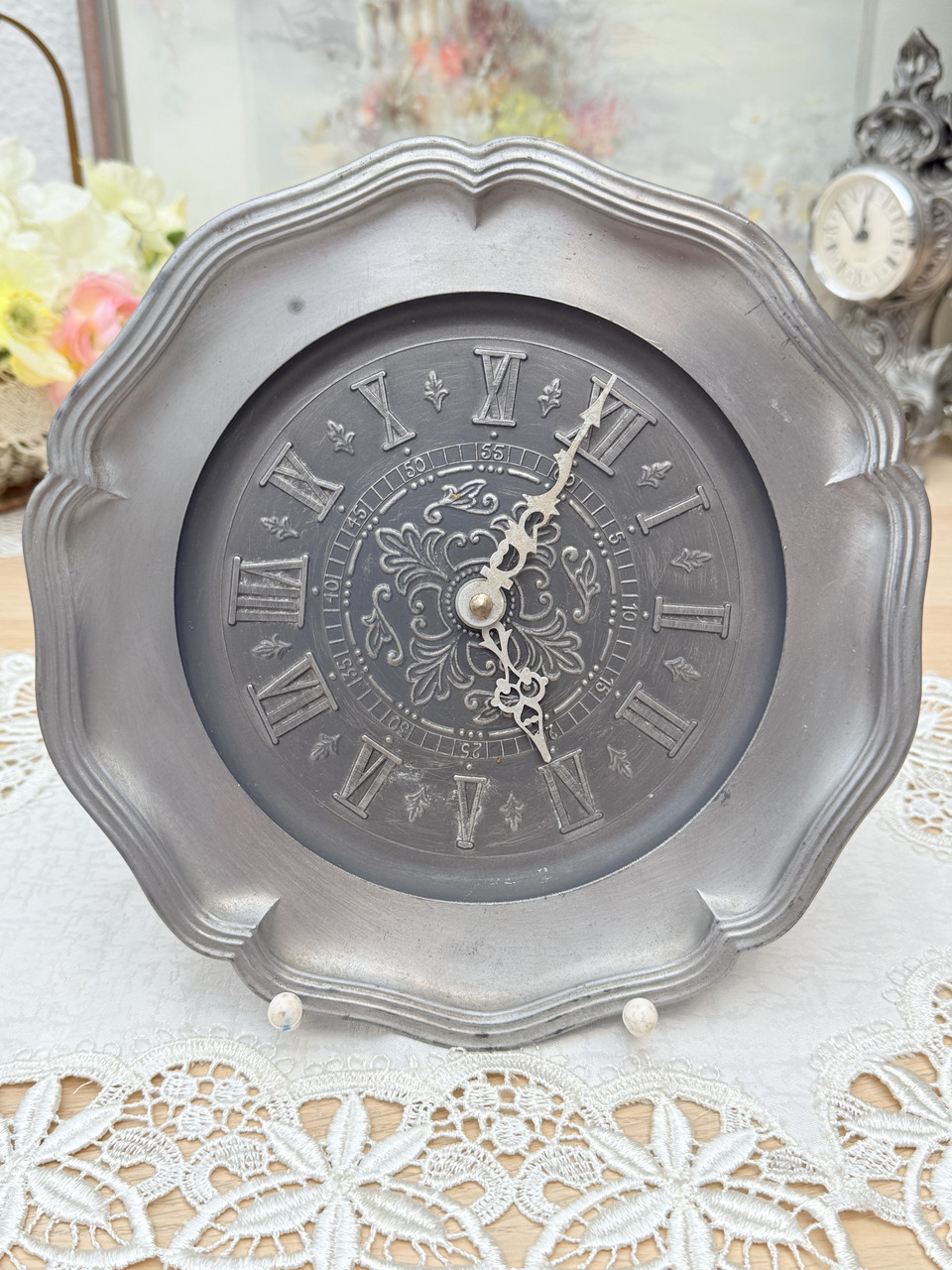 Старий колекційний олов'яний настінний годинник, олово, кварц, Німеччина, вінтаж