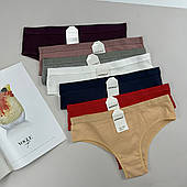 Трусики - бразиліани з бавовни в рубчик на широкій резинці з написом Мікс