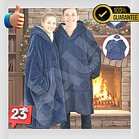 ZM Толстовка плед Huggle mega wave для дорослих та дітей з рукавами синя фліс затишна ковдра для дому ZOOTREND