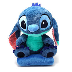 Плед-подушка-іграшка 3в1 Стич 40 см м’який плед 175x110 см для дітей інтерактивна іграшка та затишний аксесуар