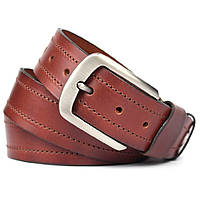 Ремень кожаный коньячный с рядом 40мм мужской Limary sk400221