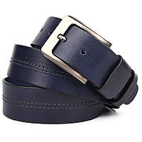 Ремень кожаный синий с строчкой 40мм мужской Limary sk400321