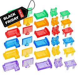 Прозорі фігурки Меблі (30 шт.) для сортування, рахунку та сенсорних ігор