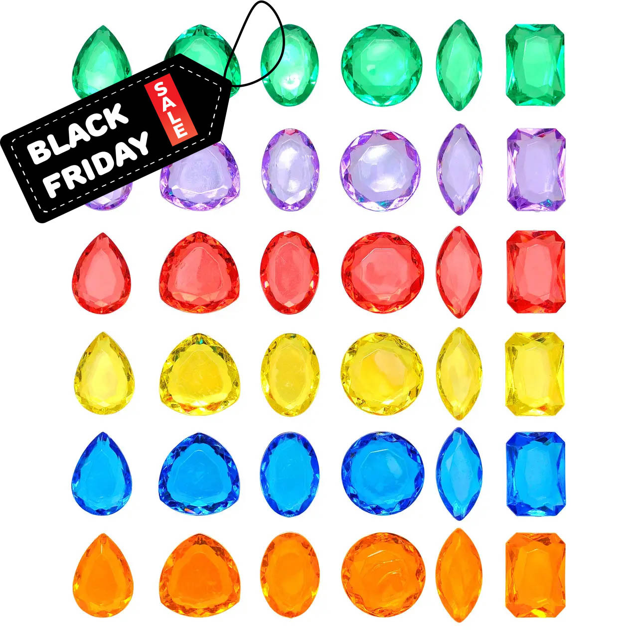 Прозорі фігурки Дорогоцінне каміння (36 шт.) для сортування, рахунку та сенсорних ігор, фото 1