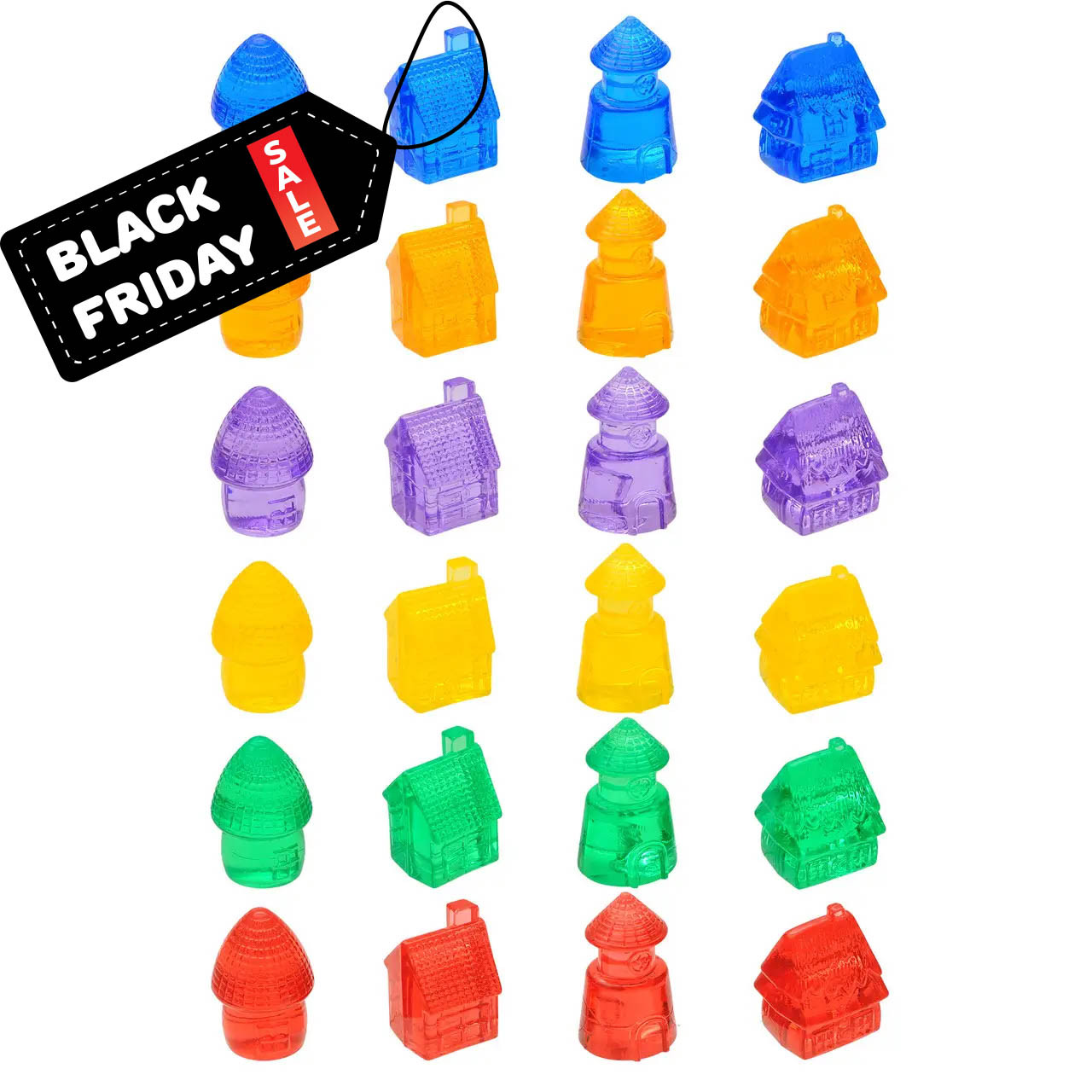 Прозорі фігурки Будинки (24 шт.) для сортування, рахунку та сенсорних ігор, фото 1