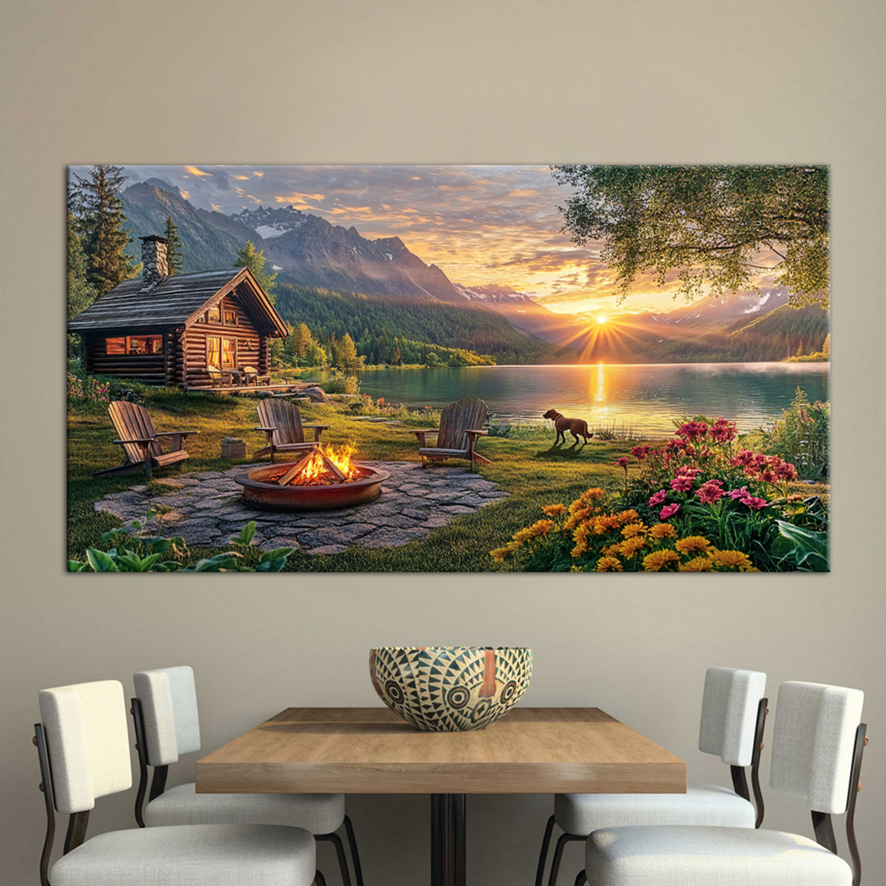 Модульна картина на холсті Затишний будинок біля озера, фото 1