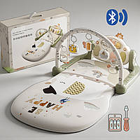 Розвиваючий килимок 5в1 Piano Playmat музичний килимок з піаніно, Bluetooth та пультом керування, сірий