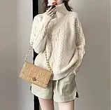 В'язаний жіночий светр з коміром стійкою на блискавці, фото 8