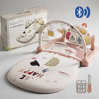 Розвиваючий килимок 5в1 Piano Playmat музичний килимок з піаніно, Bluetooth та пультом керування, рожевий