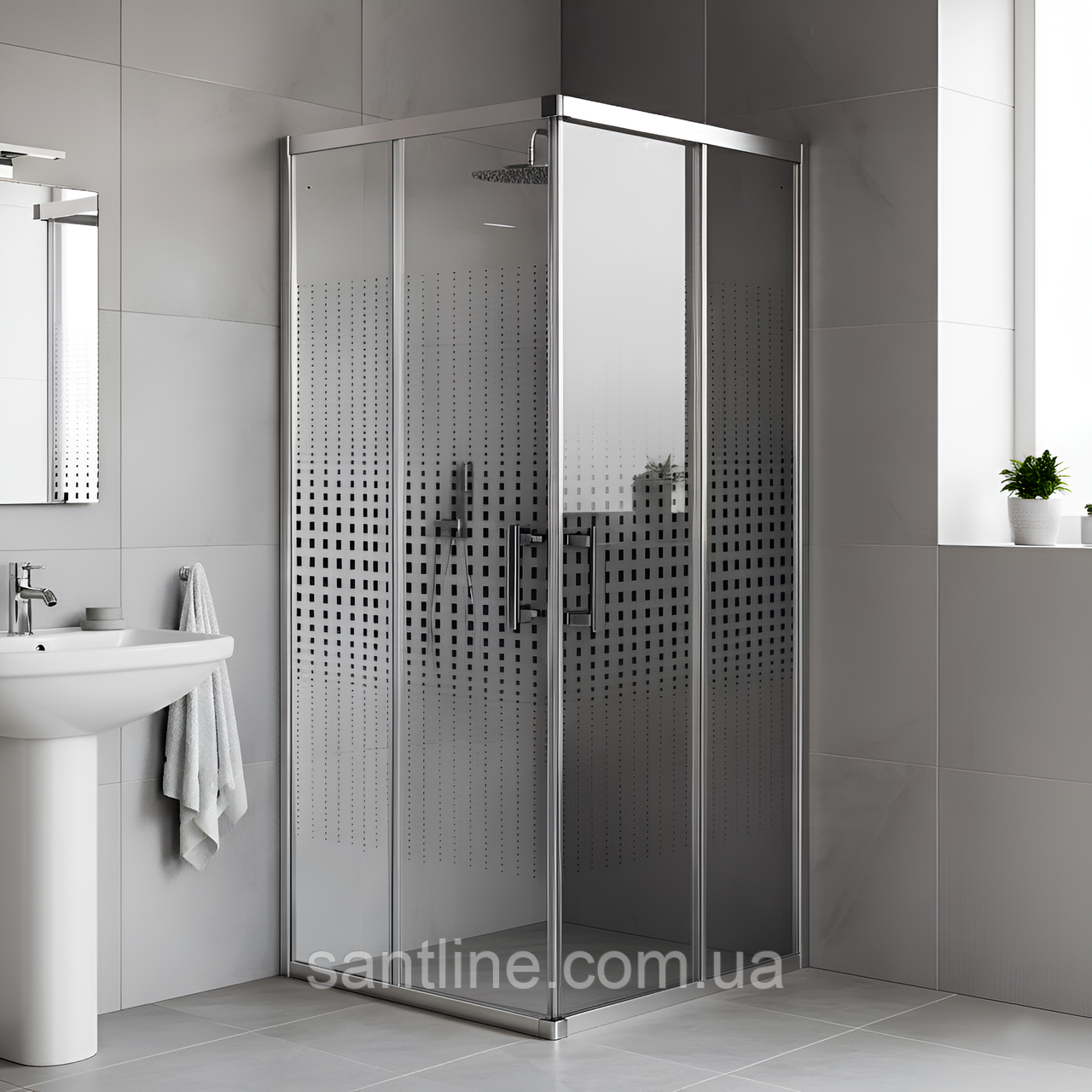 Душова кабіна 90х90х195 cм INSANA Aqua Point JK квадратна без піддона скло з малюнком, фото 1