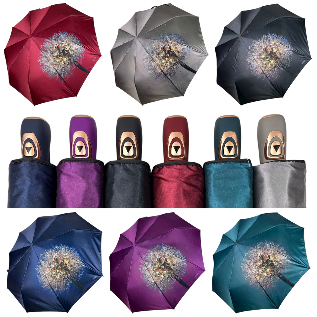 Оптом Жіноча парасоля напівавтомат з принтом кульбаби на 9 спиць від Toprain, Тор 627