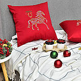Подушка декоративна 50х50 см різдвяна Кінь Якість IDEIA, символ 2026 року червона, фото 2