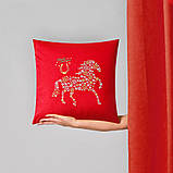 Подушка декоративна 50х50 см різдвяна Кінь Якість IDEIA, символ 2026 року червона, фото 5