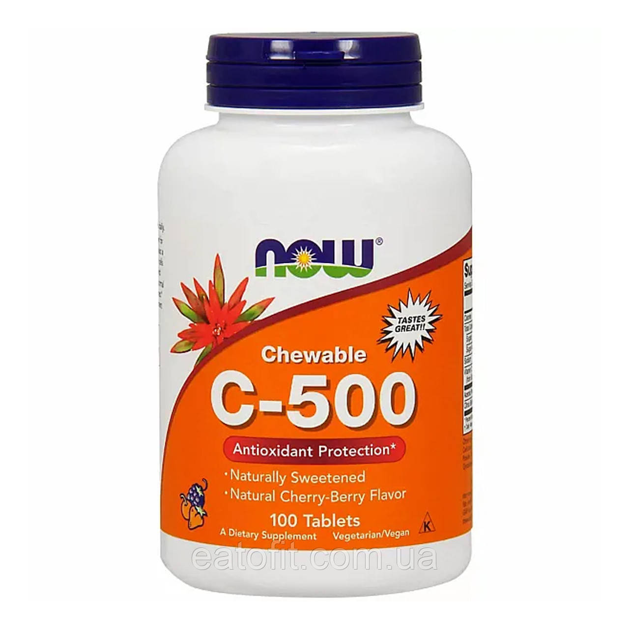 Вітамін С (Chewable C-500) 100 жувальних таблеток зі смаком ягід NOW-00640, фото 1