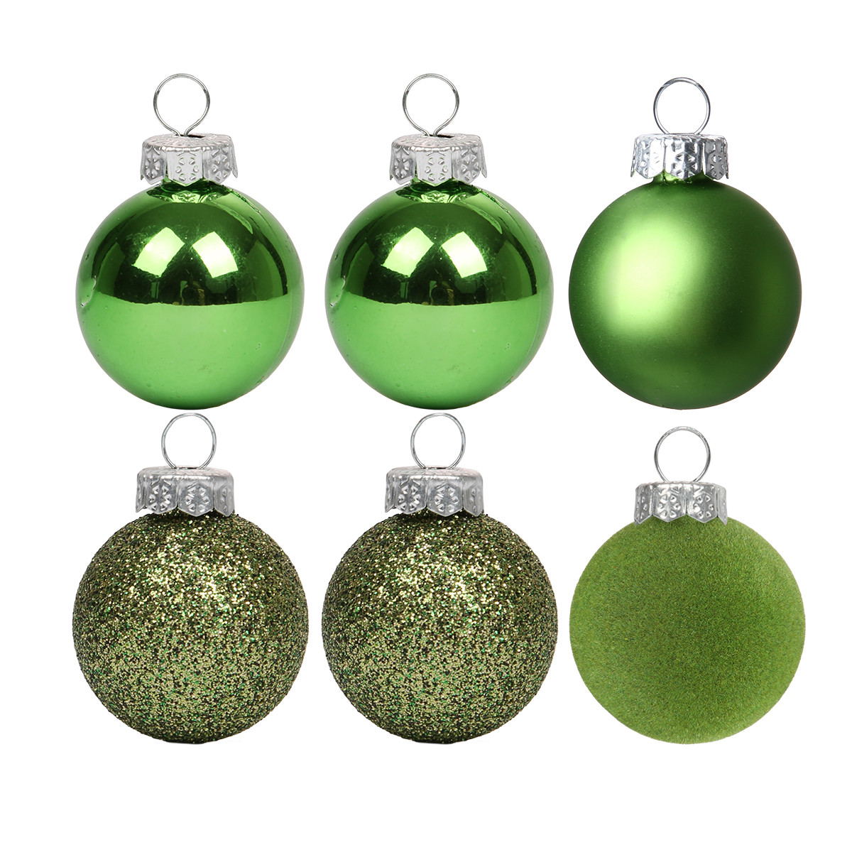 Набір новорічних куль Yes! Fun пластик 8см, 6 штук у тубусі, світло-зелений, фото 1