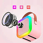 Дитяче міні караоке з двома бездротовими мікрофонами та RGB-підсвіткою з Bluetooth колонкою колонка-караоке Рожева, фото 6