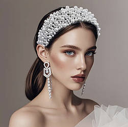 Діадема/обруч ручної роботи з перлин і кришталіків