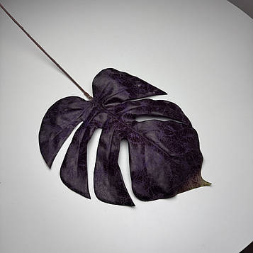 Штучний лист Монстери 54 см, 12 шт. Лист штучний Монстери фіолетовий, Лист Монстери для декору