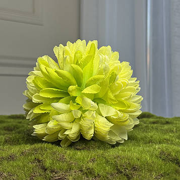 Штучна хризантема салатова , діаметр 14 см, висота 8,5см. Хризантема штучна для декору.