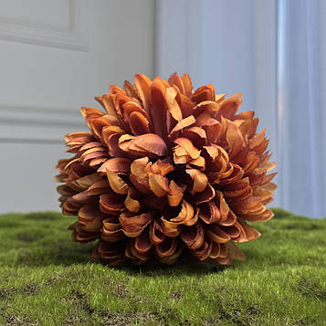 Штучна хризантема мідна, діаметр 14 см, висота 8,5 см. Штучна хризантема для декору.