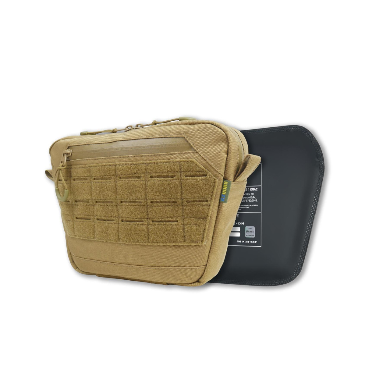 Сумка-напашник M Kiborg з балістичним пакетом 1 клас захисту Militex GU Сordura Coyote