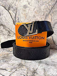 Ремінь шкіряний LVttion Black Monogram з коробкою (люкс якість