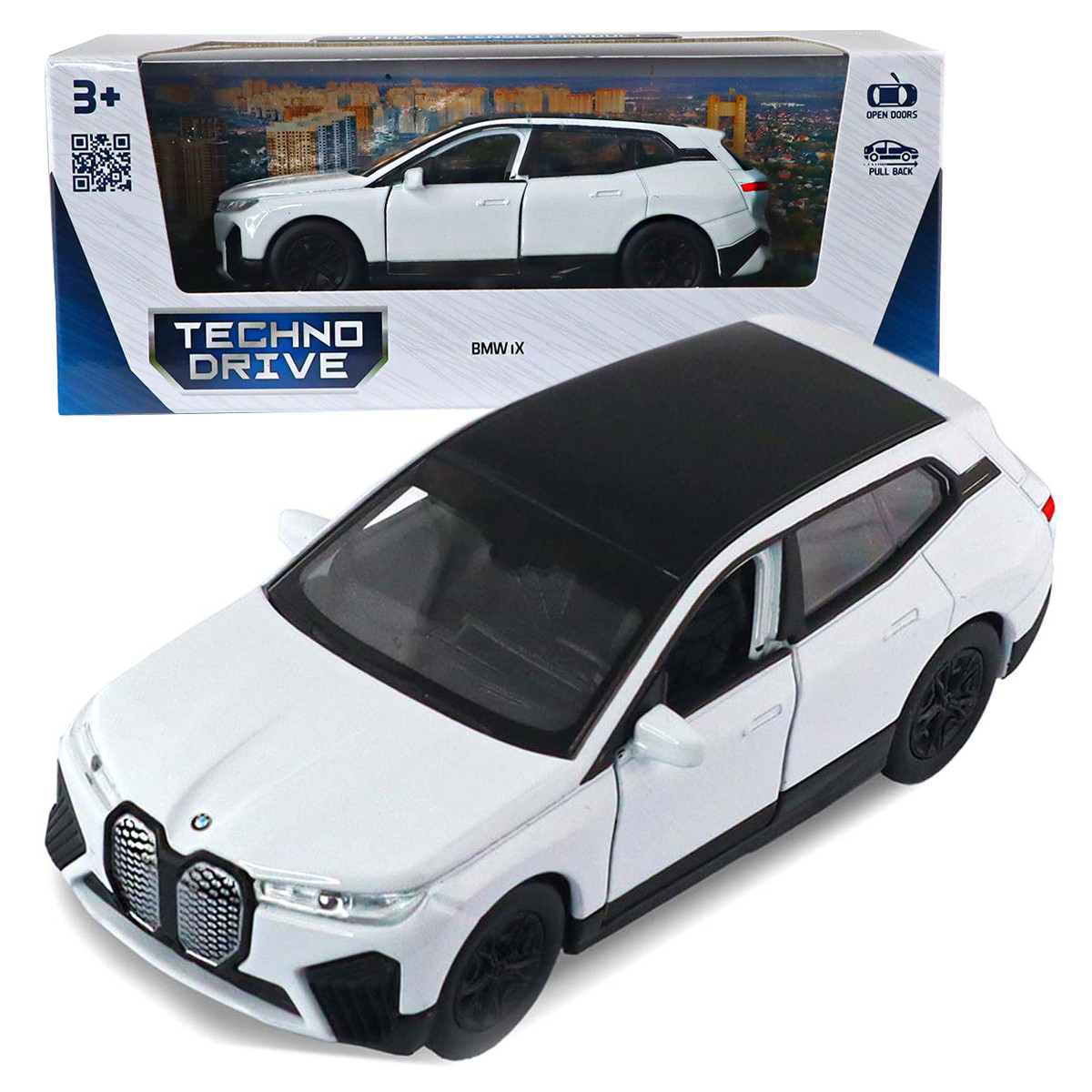 Машинка метал BMW iX БМВ 1:43 білий відкр двері інерція 6*12*4см (250380W), фото 1