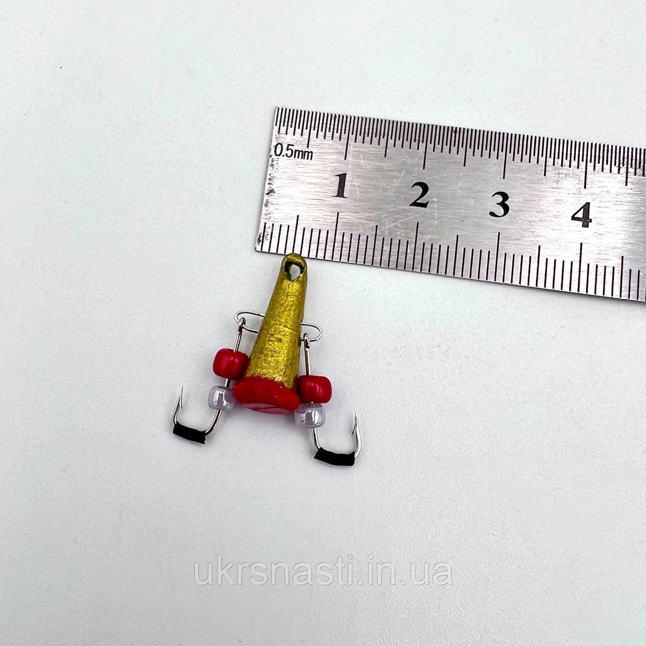 Зимова блешня Снасть яйця 1шт, снасть на окуня балда золота 5 г, фото 1