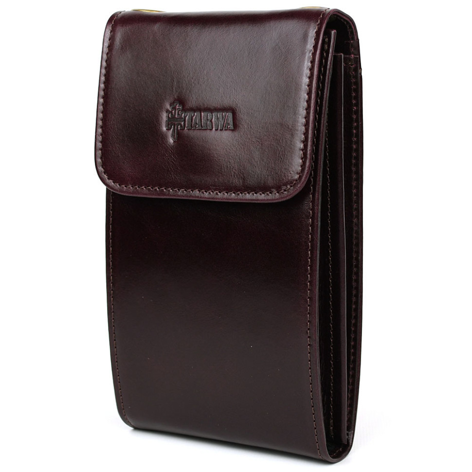 Шкіряна сумка-чохол для телефона панч GM-2122-4lx бордовий глянець, фото 1