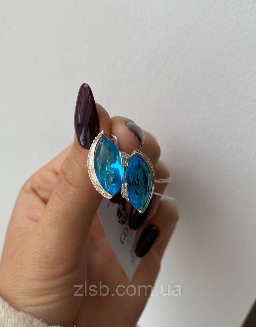 Витончені сережки блакитним каменем Юпітер, фото 1